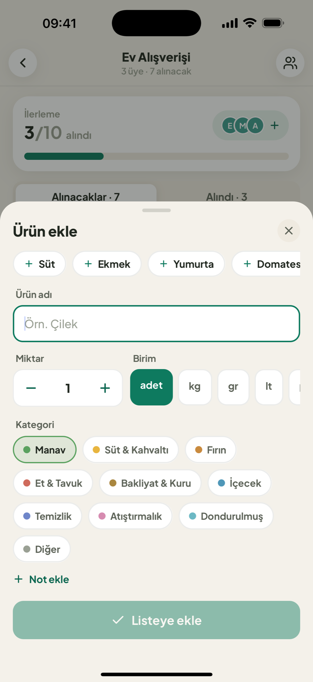 Saniyeler içinde ürün ekleme